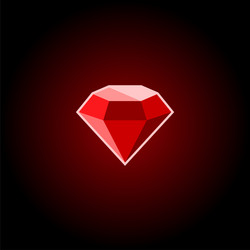 Red ruby gemstone icon on a black background vector