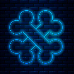 Glowing neon line crossed bones icon isolated vector