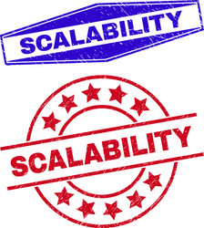 scalability corroded badges in round and hexagonal vector