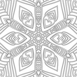 Mandala hearts and flowers coloring page Vector Image