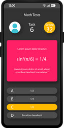 math tests smartphone interface template vector