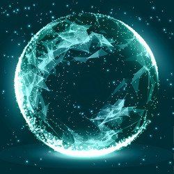 abstract 3d illuminated distorted mesh sphere vector image