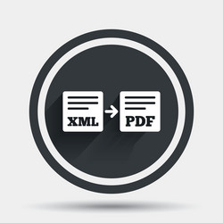 Export xml to pdf icon file document symbol vector