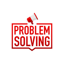 Problem solved red label on white background vector