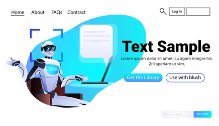 robot chatbot assistant with speech bubble vector image