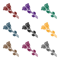 Two roses icon in outline style isolated on white Vector Image