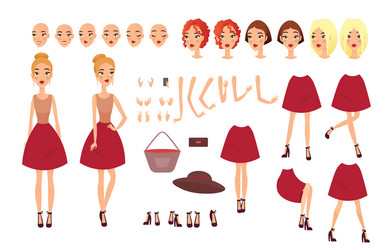 Young woman set vector