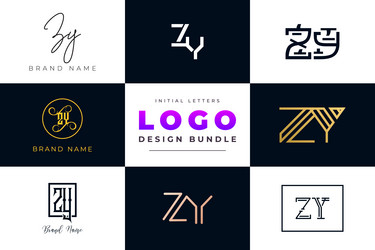 Initial letters zy monogram logo design bundle Vector Image