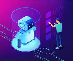 robotics data analysis concept isometric vector