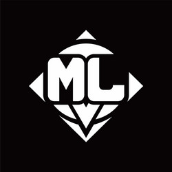 ml logo monogram with circle shape and square vector image