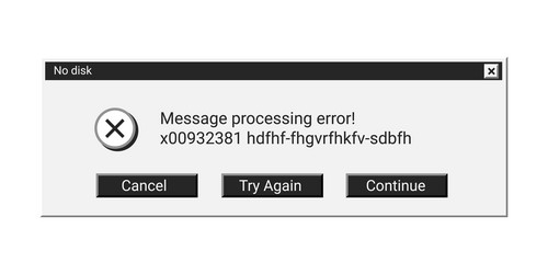 no disk error message in black color retro style vector image