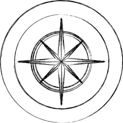 circular frame with silhouette compass star icon vector