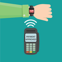 contactless payment concept - hand with smart vector