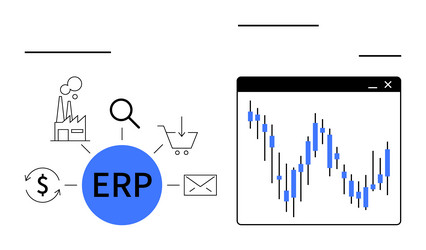 erp system integration with data analytics vector image