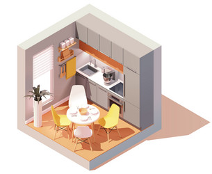 Kitchen interior isometric composition Royalty Free Vector