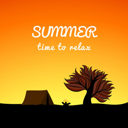 Poster summer landscape style recreation theme vector