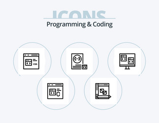 programming and coding line icon pack 5 vector image