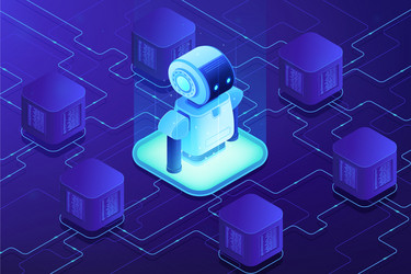 Robotics networking concept isometric vector