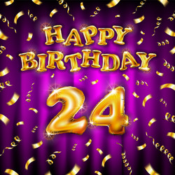 Happy birthday 24 message made golden vector