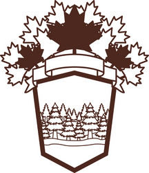 Pine trees inside label canada design Royalty Free Vector