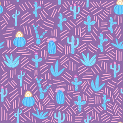 Seamless patterns with different cacti bright vector