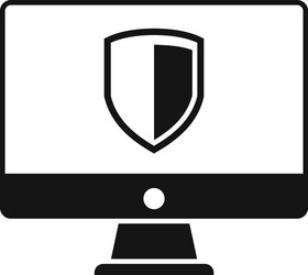 protected computer icon simple style vector