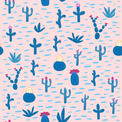 seamless patterns with different cacti bright vector