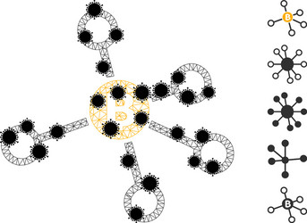 bitcoin node links wire frame mesh icon vector image