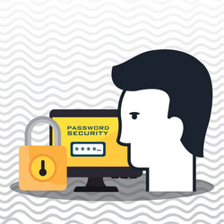 Computer padlock silhouette vector