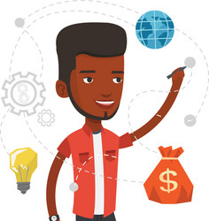 man writing cloud computing on virtual screen vector image