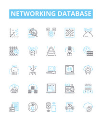 networking database line icons set network vector image