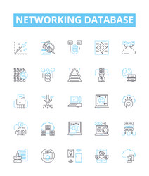 networking database line icons set network vector