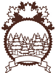 Pine trees inside label canada design Royalty Free Vector