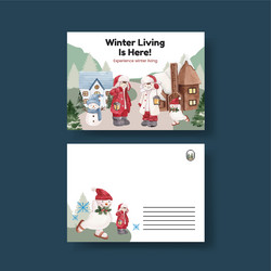 Postcard template with winter living Royalty Free Vector