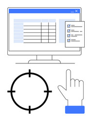 monitoring tasks on a computer screen vector image