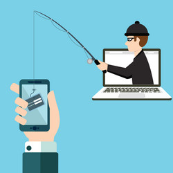 Phishing scam hacker attack and web security vector