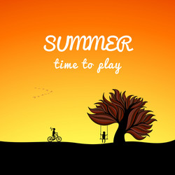 poster summer landscape style play theme vector