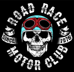 vintage biker skull emblem tee graphic Vector Image