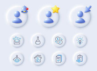 Accounting work home and chemistry lab line icons vector