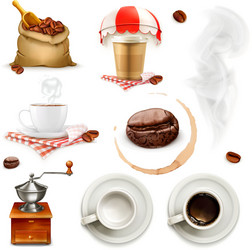 Watercolor Coffee Elements Set Royalty Free Vector Image