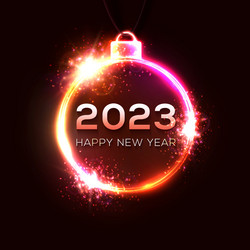 Happy new year 2023 neon bright card vector