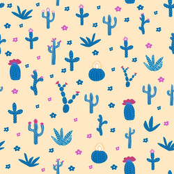 seamless patterns with different cacti bright vector image