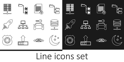set line moon and stars server data web hosting vector image
