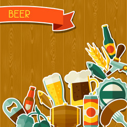 Background design with beer sticker icons vector