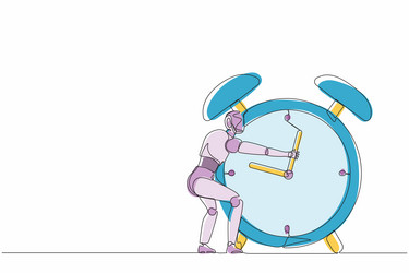 continuous one line drawing robots hugging huge vector image