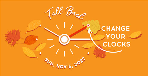 Fall back time banner big orange alarm clock Vector Image