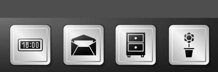 Set digital alarm clock envelope drawer vector