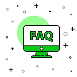 filled outline computer monitor and faq icon vector image