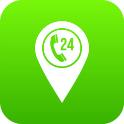 Map pointer with phone handset icon digital green vector