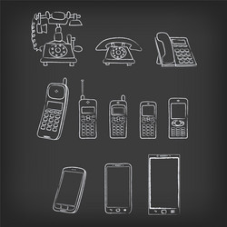 Phone evolution hand-drawn vector